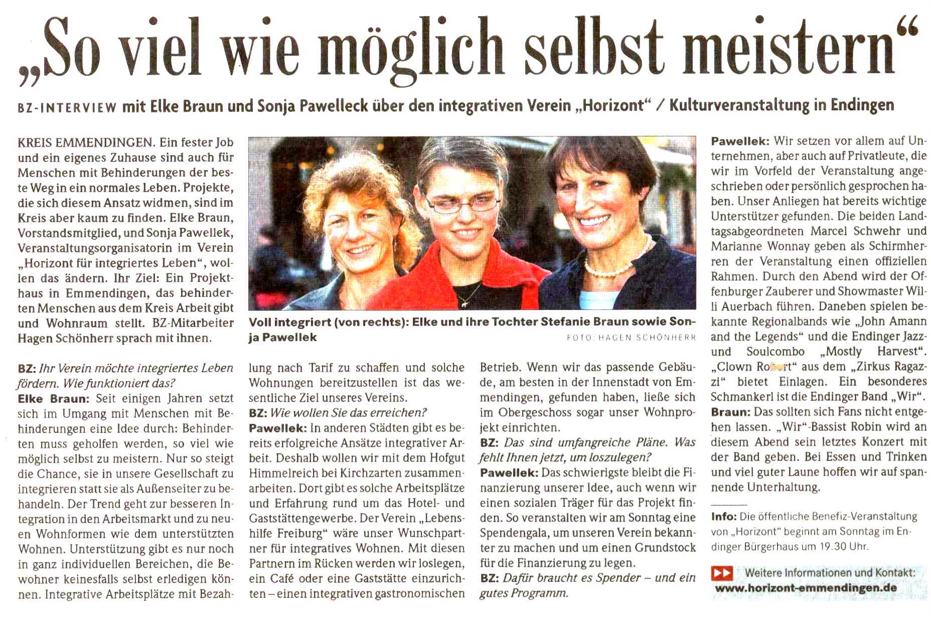 Zeitungsausschnitt ET Benevitz 2009