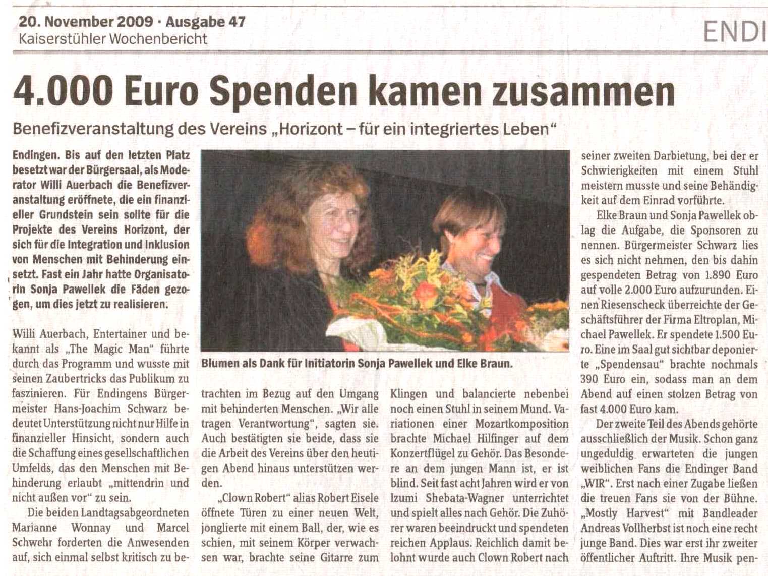 Zeitungsausschnitt ET Benevitz 2009