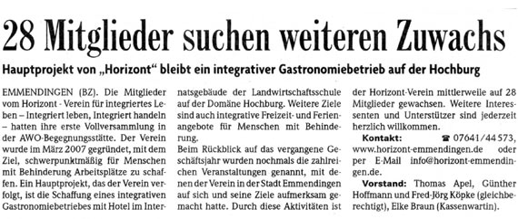 Zeitungsausschnitt BZ Hauptversammlung 2008