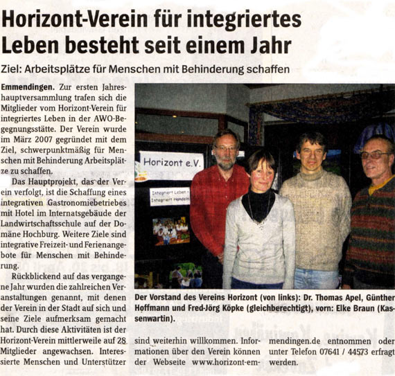 Zeitungsausschnitt ET Hauptversammlung 2008
