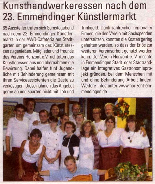 Zeitungsausschnitt EM-Extra Künstlermarkt-Essen 2007